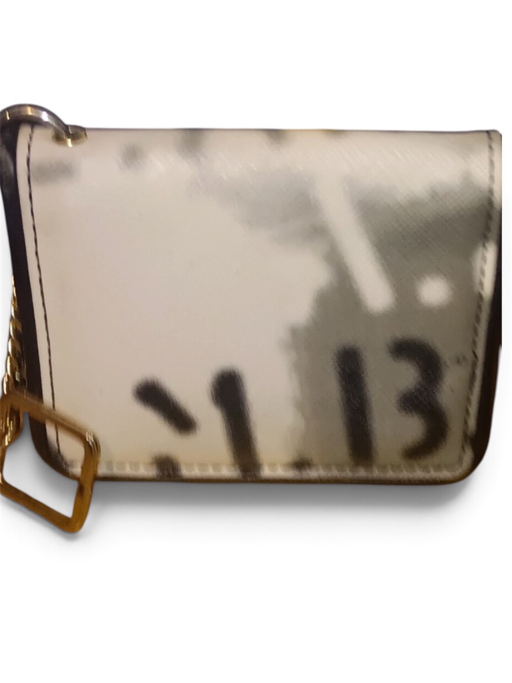Designer-LAMB White and Black Accent wristlet Bag - Picture 2 of 3